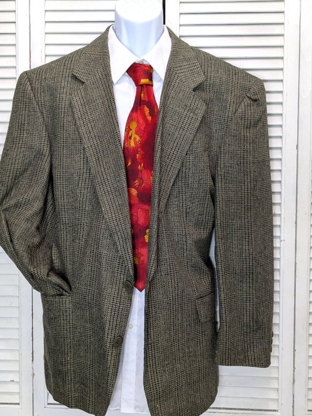 Bachrach Mens Silk Tweed Sport Coat Blazer 44R Brown Two Button Casual